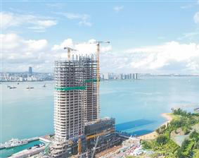 海口首個裝配式全鋼結(jié)構(gòu)項目封頂